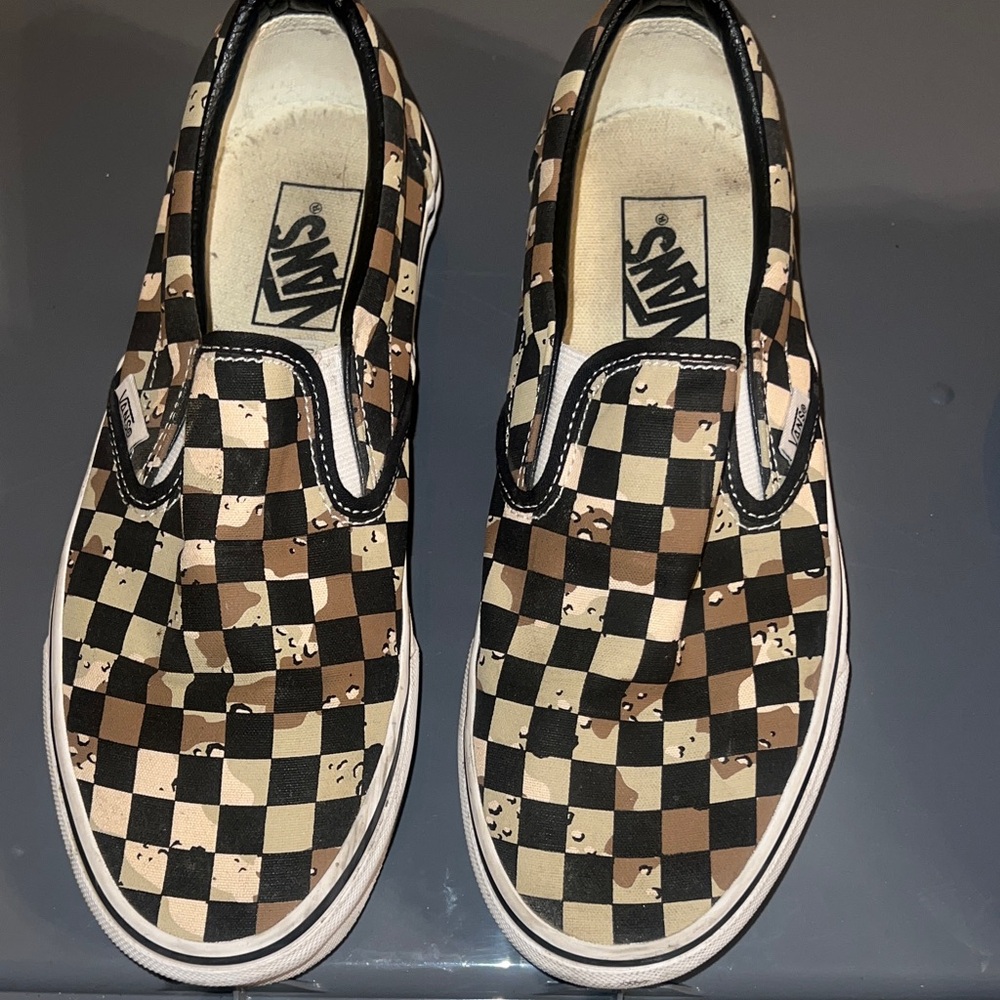 Vans Unisex Black and Brown Checkerboard Sneakers
